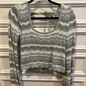 Hollister Green and White Knit Top